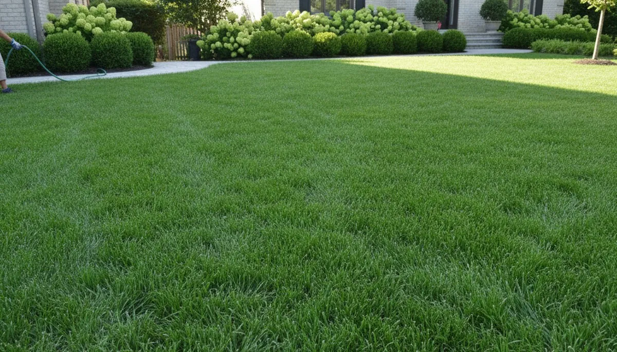 Lush green lawn in Burlington VT showing results of professional lawn care by Chop Chop Landscaping